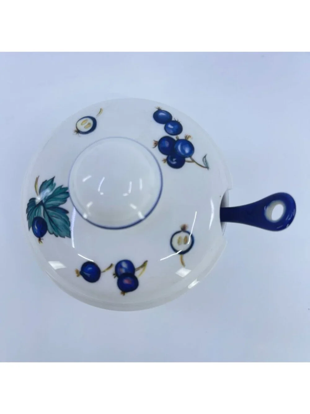 vintage villeroy & boch ceramic condiment jar with lid & spoon blueberry motif
